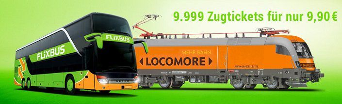 9.999 Locomore Zugtickets für je 9,90€ – u.a. Stuttgart – Berlin