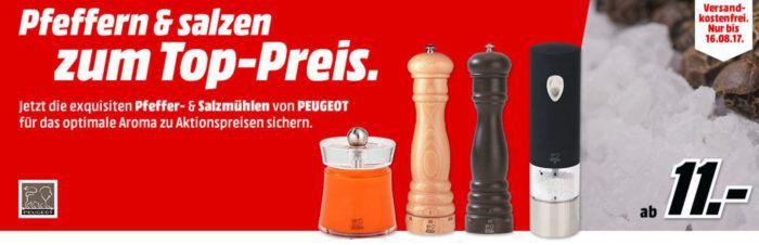 Media Markt: günstige PEUGEOT Salz und Pfeffermühlen ab 11€