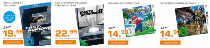 Saturn Weekend Sale: u.a. 5Blu rays für 25€   Mario Golf World Tour 3DS für 14,99€