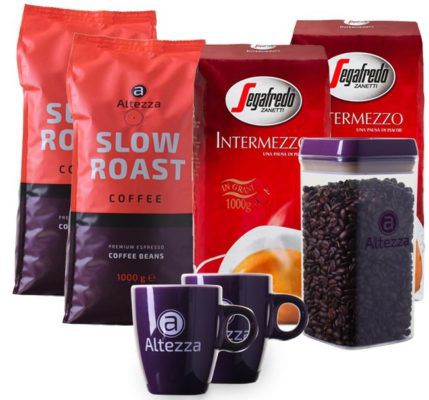 2 kg Altezza Slow Roast + 2 kg Segafredo Intermezzo Kaffeebohnen + 2 Tassen + Kaffeebox für 45,99€