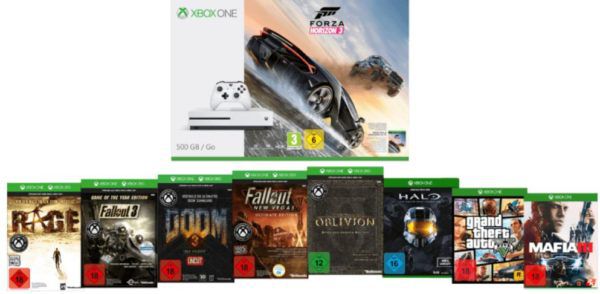 MICROSOFT Sparket: Xbox One S 500 GB inkl. 9 Spiele für 345, € uam. im Media Markt Dienstag Sale