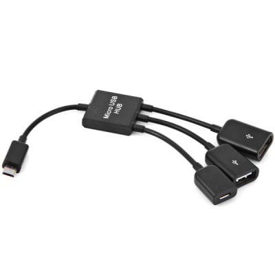 Micro USB Hub   Männlich zu 1x Micro USB und 2x USB für 0,83€
