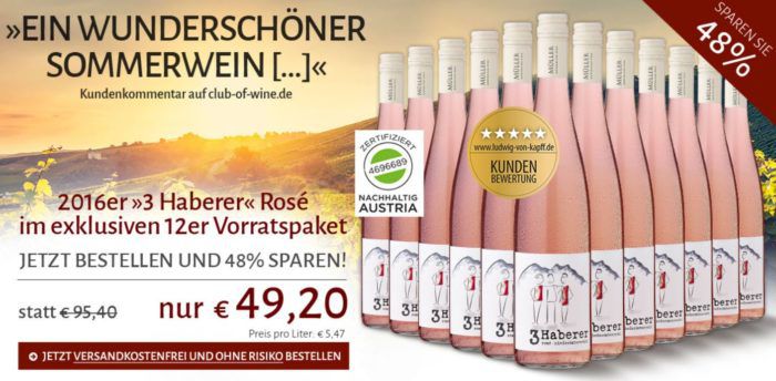 3 Haberer   12 Flaschen Zweigelt Rose´ Wein Österreich 2016 für nur 49,20€