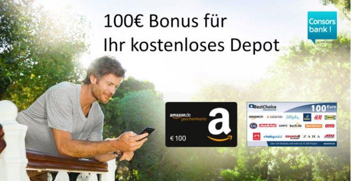 Kostenloses Consorsbank Depot + 100€ Amazon.de Gutschein*