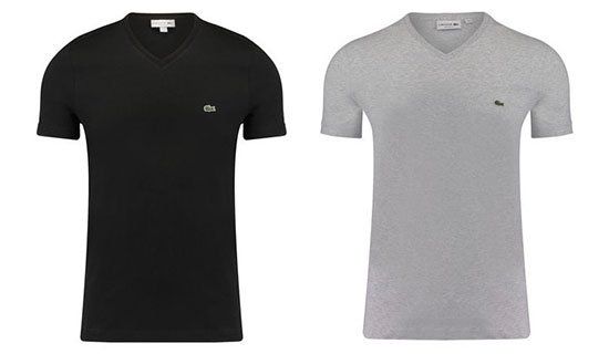 Lacoste Herren T Shirt mit V Neck für 31,87€ (statt 44€)