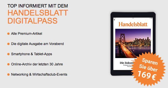 6 Monate Handelsblatt Digitalpass für 99,99€ + 6 Monate Netflix gratis