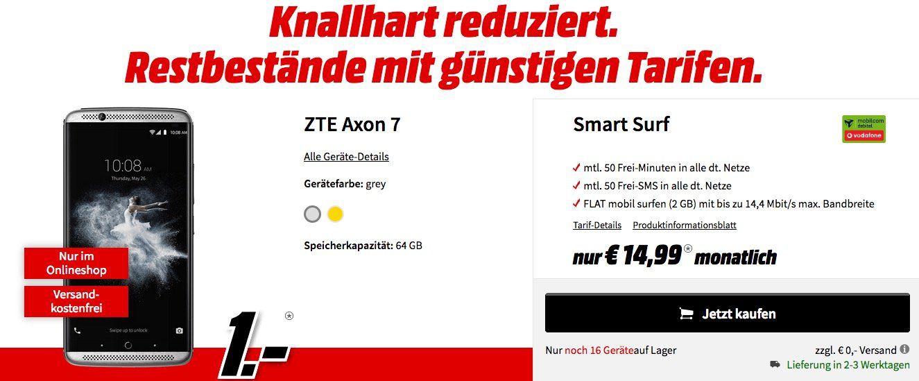 Tipp! Restbestände an Handytarifen + div. Bundles z.B Samsung Galaxy S7 + Galaxy Tab A 10.1 für 1€ + Vodafone Allnet 24,99€/Monat