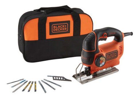 Vorbei! Black & Decker KS901SESA2 Stichsäge mit Tasche + 10 Sägeblätter + KG911 Winkelschleifer für 44€ (statt 67€)