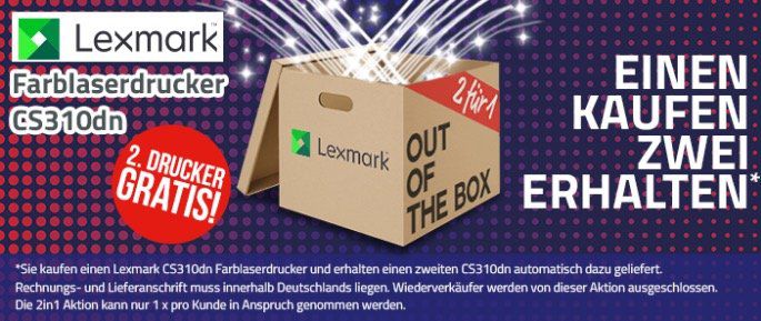 Knaller! Lexmark CS310dn Farblaserdrucker für 79€ + 2. Drucker GRATIS!