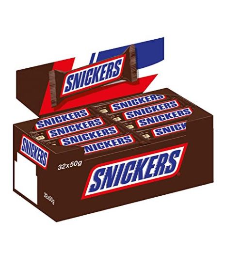 32 Snickers Riegel (je 50g) 1,6kg für 10,88€ (statt 15€)   Prime Sparabo