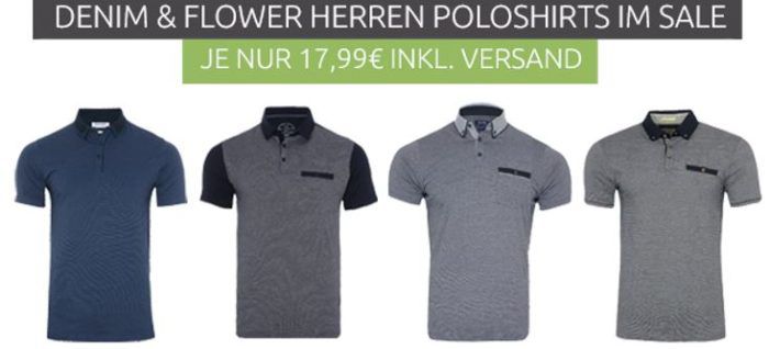 DENIM & FLOWER Herren Polo Shirts für je 17,99€