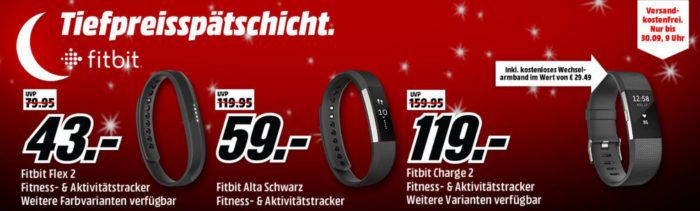 Media Markt Fitbit Tiefpreisspätschicht: günstige  Fintness & Actifity Tracker   z.B. Fitbit Alta für nur 59€