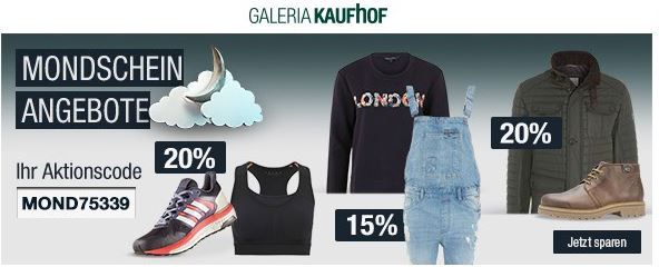 20% auf Küchenartikel, Uhren, Taschen Sportmarken uvm.   Galeria Kaufhof Mondschein Angebote