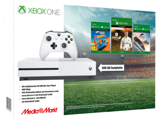 Xbox One S 500 GB + Forza Horizon 3 Hot Wheels + Fifa 18 Ronaldo Edition für 229€
