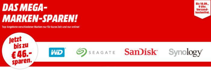 Media Markt Mega Marken Sparen: div. Speicherangebote von SanDisk, WD, Seagate und Synology