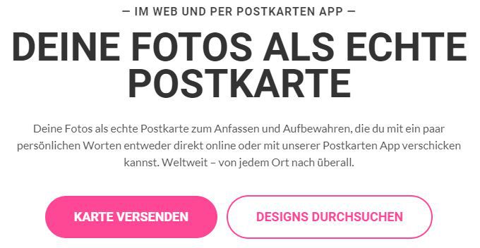 Selbstgestaltete Postkarten im Wert von 3€ kostenlos verschicken (für Android, iOS, PC, nur Neukunden)