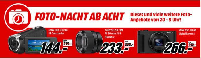 Media Markt Foto Late Night: günstige Camcorder und Zubehör   SONY HDR CX 240 EB Camcorder statt 172€ für 144€