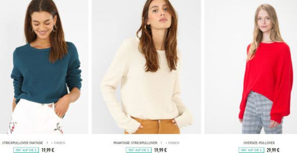 Pimkie mit 50% Rabatt auf den zweiten Pullover, Sweater oder Strickjacke + VSK frei ab 20€