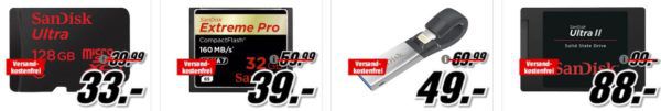 Media Markt Mega Marken Sparen: div. Speicherangebote von SanDisk, WD, Seagate und Synology