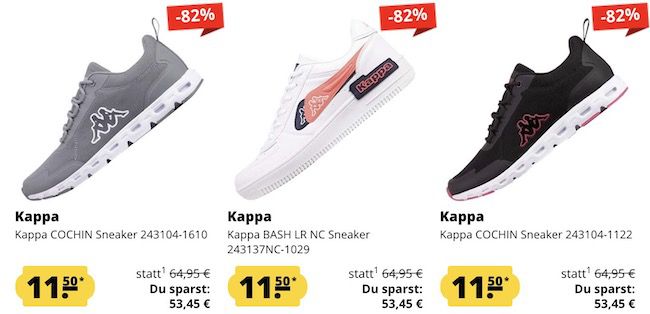 Viele verschiedene Kappa Sneaker je 11,50€ + 5€ Gutschein ab 60€