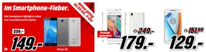 Media Markt Smartphone Fieber: z.B HTC Desire 10 Lifestyle statt 218€ für 179€