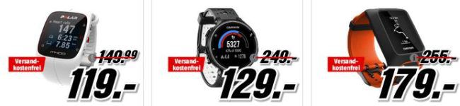 Media Markt: Smartracker und Sportuhren Aktion   z.B. GARMIN FR70 HR Fitnessuhr für 59€