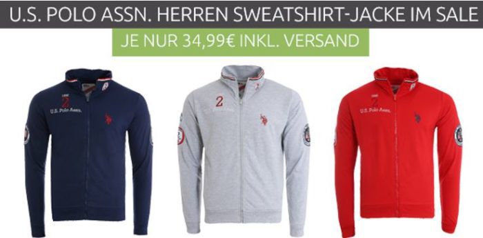 U.S. POLO ASSN. Herren Sweatshirt Jacken für je 34,99€