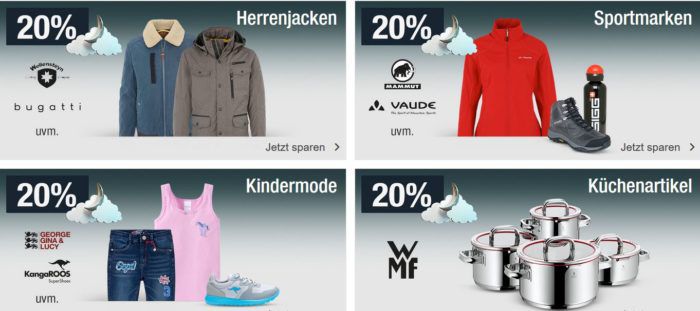 20% Rabatt auf Sportmarken, Herrenjacken, Küchenartikel (WMF) uvm.   Galeria Kaufhof Mondschein Angebote