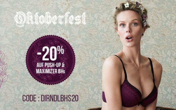 Hunkemöller 20% Oktoberfestrabatt auf Push ups und Maximizer BHs