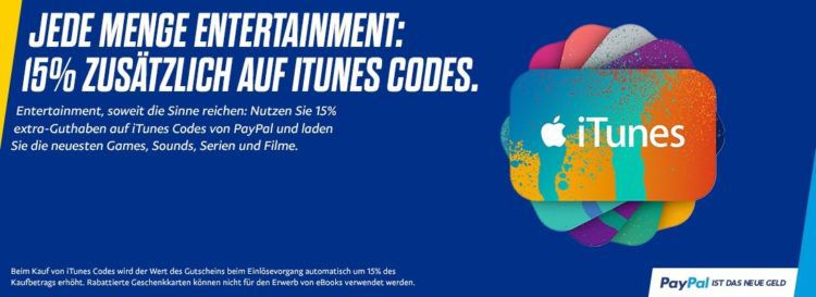 15% Guthaben geschenkt beim Kauf von iTunes Gutscheinen