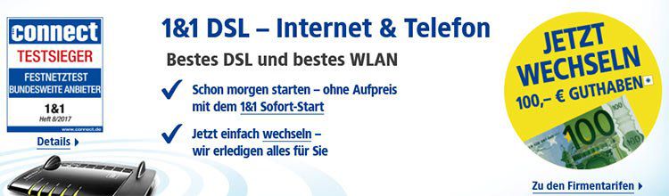 50€ Amazon Cashback bei 1&1 DSL + 100€ für Wechsler (DSL 50 für 23€/Monat)