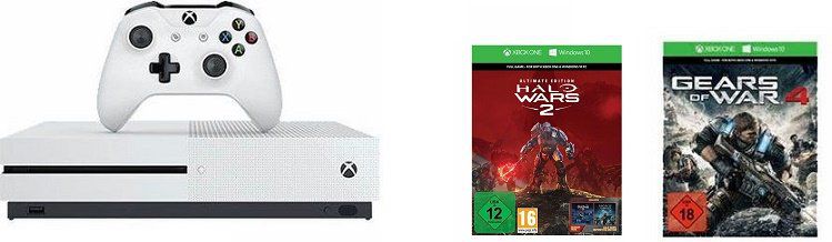 Xbox One S 1 TB + Halo Wars 2 o. Gears of War 4 + Fifa 18 ab 242,94€