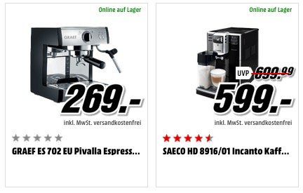 Media Markt Tag des Kaffees   reduzierte Kaffeemaschinen, Kapslen & Zubehör