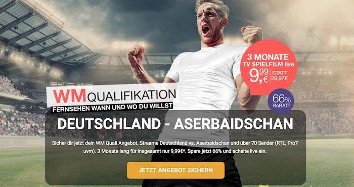 Tipp! 3 Monate TV Spielfilm live Streaming Dienst für nur 9,99€   perfekt für die WM Quali Spiele