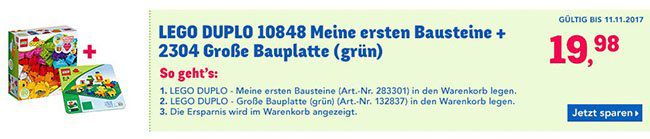 Lego Duplo: Meine ersten Bausteine + große Bauplatte für nur 19,98€ (statt 25€)