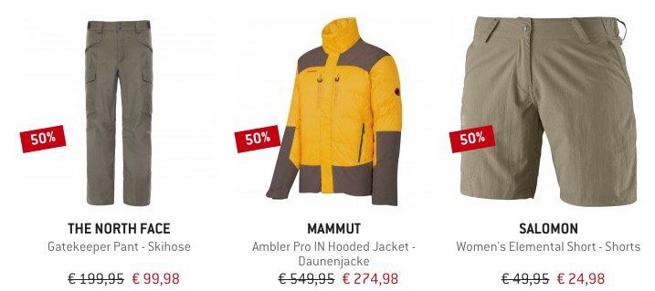 Mindestens 15% Rabatt auf Mammut, The North Face, Salewa und Salomon