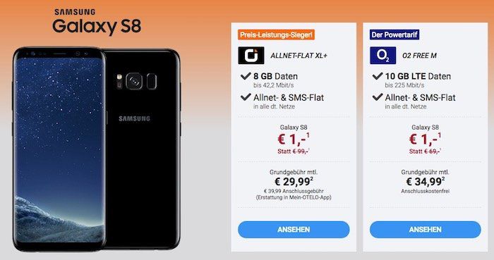 Halloween Deals bei Sparhandy   z.B. Samsung Galaxy Note 8 nur 49€ + o2 Flat mit 20GB LTE für 54,99€ mtl.