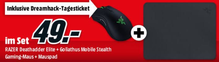 Razer DeathAdder Elite Chroma 16.000dpi Gamer Maus + Mouspad + Dreamhack Ticket  für 49€ (statt 89€)