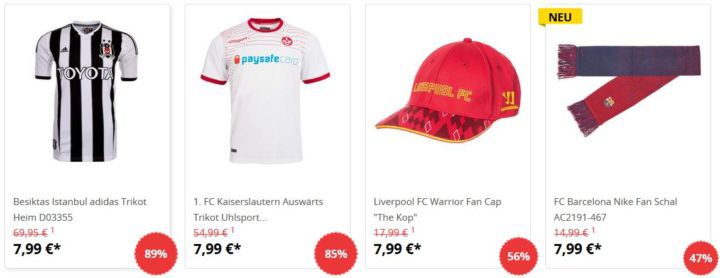 SportSpar: Fußballtrikots + Fanartikel Sale aus euro Ligen & BuLi ab 1,99€ (+ VSK)