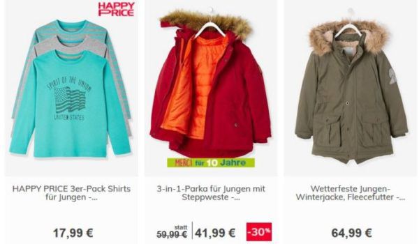 Vertbaudet mit 30% auf ausgewählte Kinder Fashion + 10€ Gutschein ab 50€ + VSK  frei!