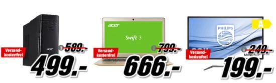 Media Markt Mega Marken Sparen: günstige Notebooks und Monitore von Acer, Medion, Philps und Epson