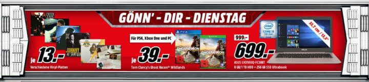 Tom Clancy’s Ghost Recon Wildlands [PC] für 29, €   ASUS UX310UQ FC366T Ultrabook 13.3 Zoll für 699€ im Media Markt Dienstag Sale