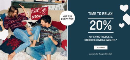 Tom Tailor mit 20% Rabatt auf Pullover, Cardigans, Strickjacken etc. bis Mitternacht