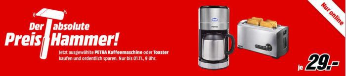 Media Markt Preishammer: Petra Toaster oder Kaffeemaschine für je nur 29€