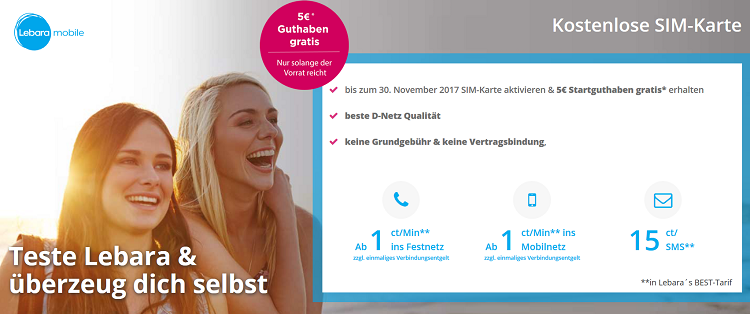 TOP! Gratis Sim Karte im Telekom Netz mit 5€ Startguthaben bestellen