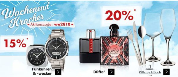 Karstadt Weekend Kracher: 20% Rabatt auf Düfte, ETERNA Hemden, Villeroy & Boch uvam.