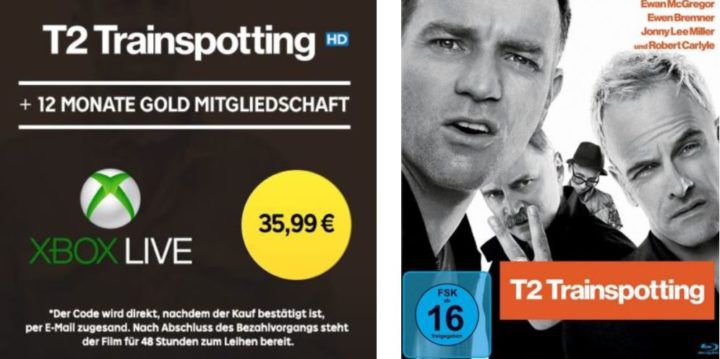 12 Monate Xbox Live Gold +T2 Trainspotting  HD Stream für 35,99€