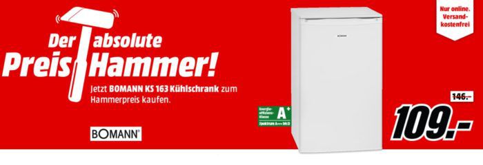 Bomann KS 163 Kühlschrank mit A+ für 109€ (statt 161€)