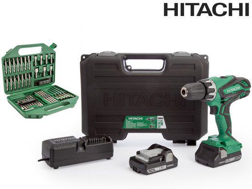 Hitachi DV 18 DV18DGL / JM Schlagbohrschrauber 18 V im Koffer + 2x Akkus + Bit  und Bohr Set für 165,90€ (statt 180€)