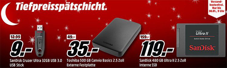 Media Markt Speicher Tiefpreisspätschicht: z.B. Sandisk Ultra II 240GB für 69€ (statt 86€)